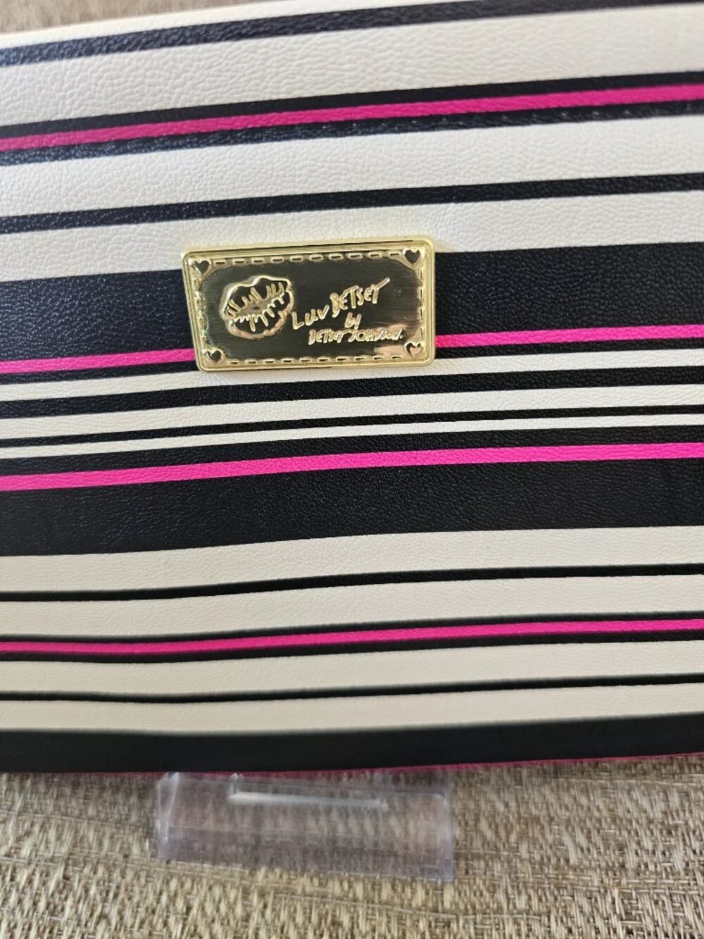 Luv Betsey by Betsey Johnson Striped Multi-Compartment Wristlet Clutch